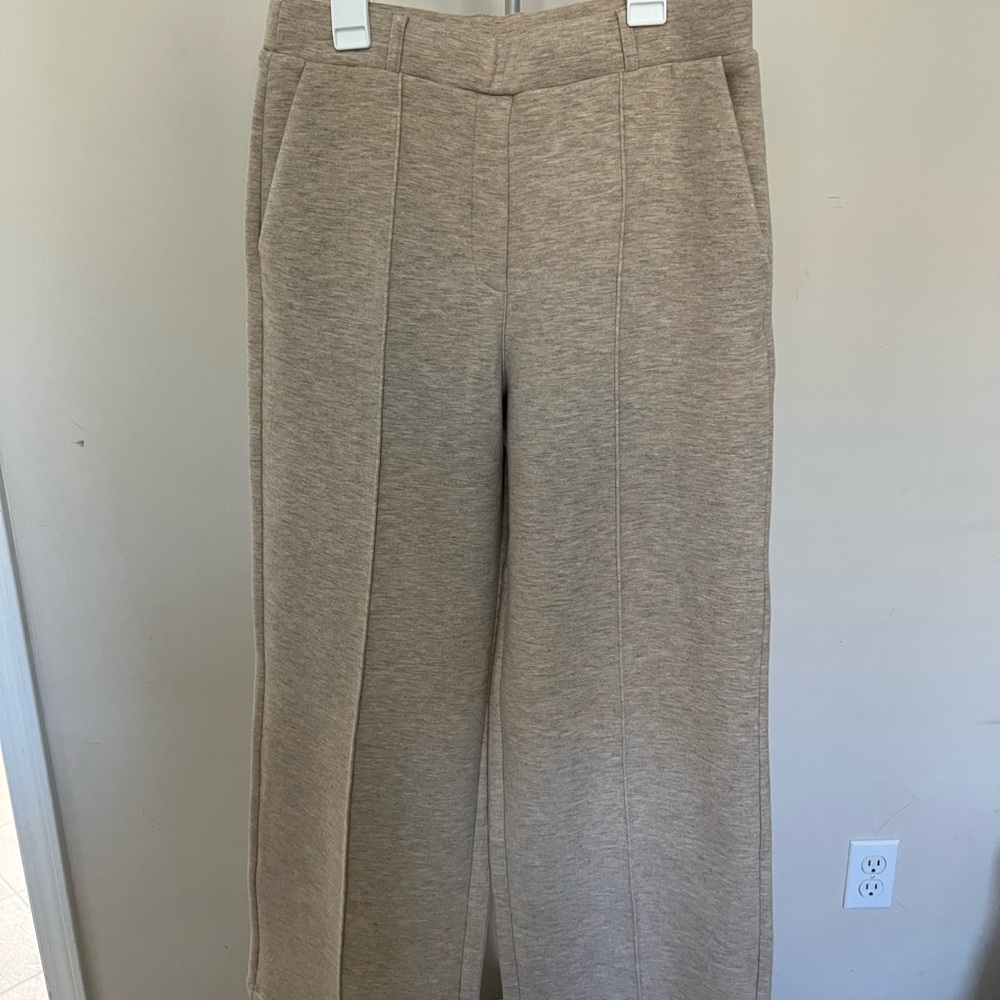 OGL Neutral Taupe Wide-Leg Knit Pants